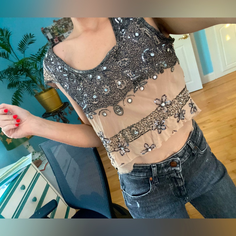 Vintage 90's beaded Aftershock shirt
